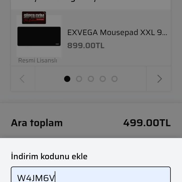 Exvega’da W4JM6V İndirim Kodu Çalışmıyor
