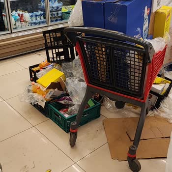 Şok Markette Dağınık Ve Güvensiz Düzen, Bebek Arabasıyla Müşteriler Korkuyor
