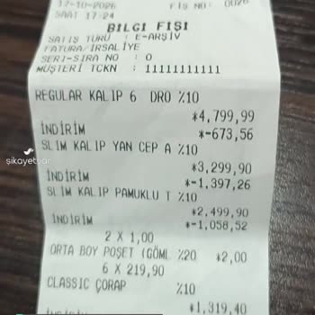 Süvari Giyim Fiş Hatası, İstemediğim Üründen Para Alınmış Bedava Dedikleri Üründen!