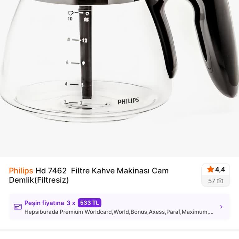 Philips HD 7462 Cam Demlik Yedek Parçasının Fiyatı Makinenin Yarı Değerine Eriyor