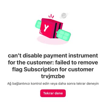 Yemeksepeti Pro Aboneliği İptal Edilemiyor Sürekli Sistem Hatası