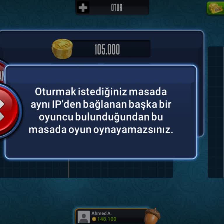 101 Okey Plus Aynı IP Engeli Nedeniyle Oyun Hesabına Erişilemedi