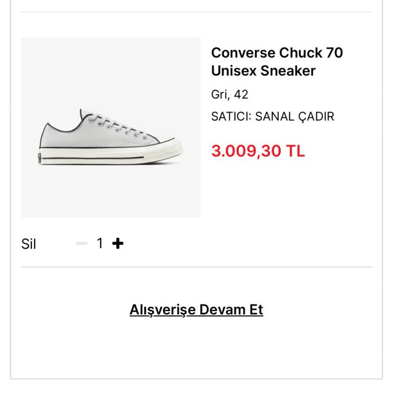 Sanal Çadır'da İndirim Yanıltması: Converse Chuck 70 Fiyatı Değişmedi