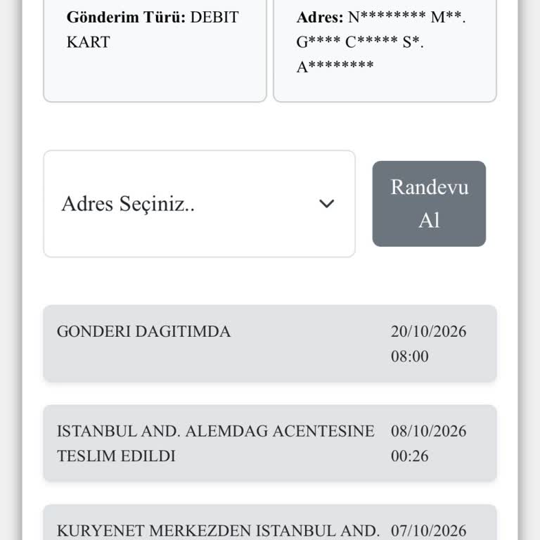 Halkbank Kartı Kuryenet'ten İstanbul Alemdağ Bölgesinde Gecikmeli Teslimat Ve Bilgi Eksikliği