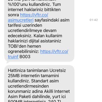 Vodafone İnternet Aşım Ücretine Haksız Uyarı Sistemi Nedeniyle İtiraz