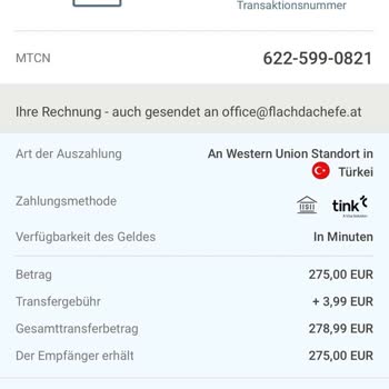 Yapı Kredi Western Union Transferinde 275 Euro'nun Hesaba Yansımaması