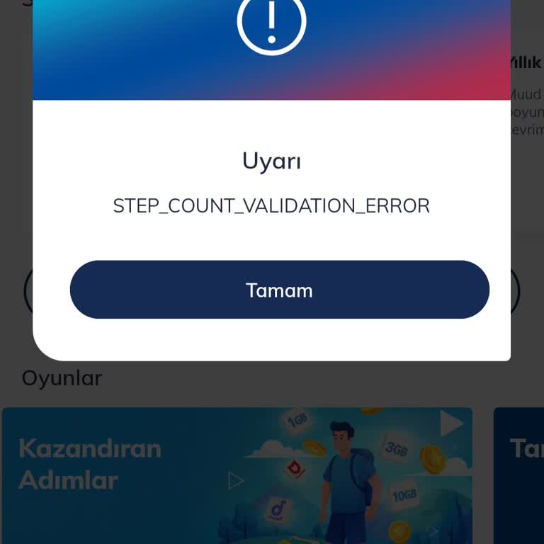 Kazandıran Adımlar Uygulamasında Adım Sayımı Görülemiyor Ve Kampanyadan Faydalanamıyor