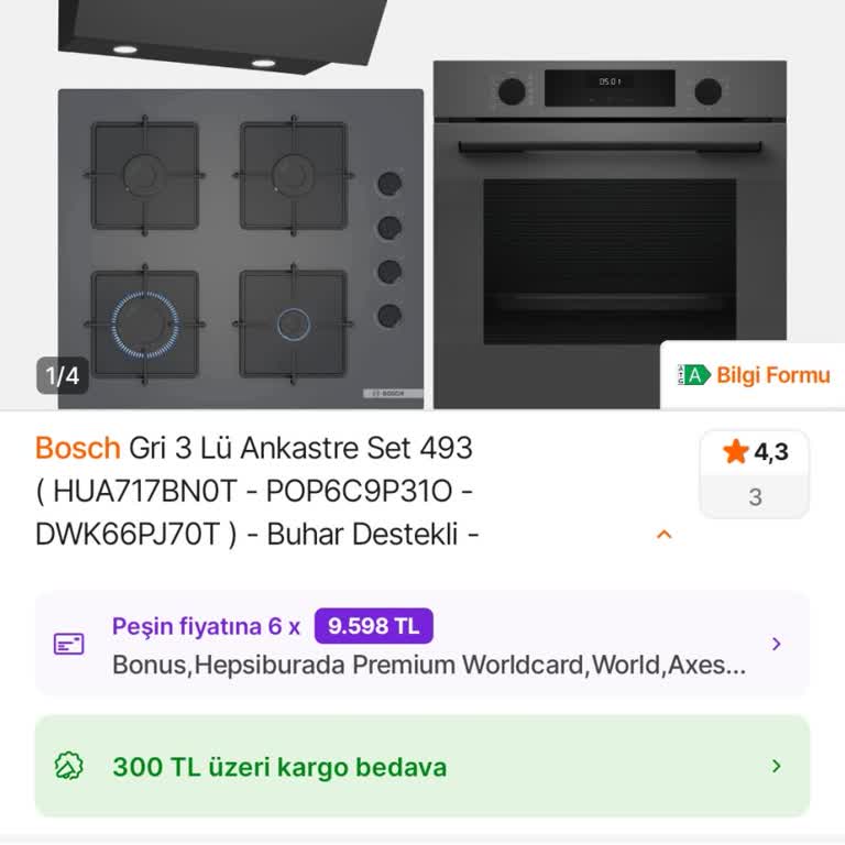 Hepsiburada'dan Bosch Gri Üçlü Ankastre Set Teslimatının Sürekli Ertelenmesi