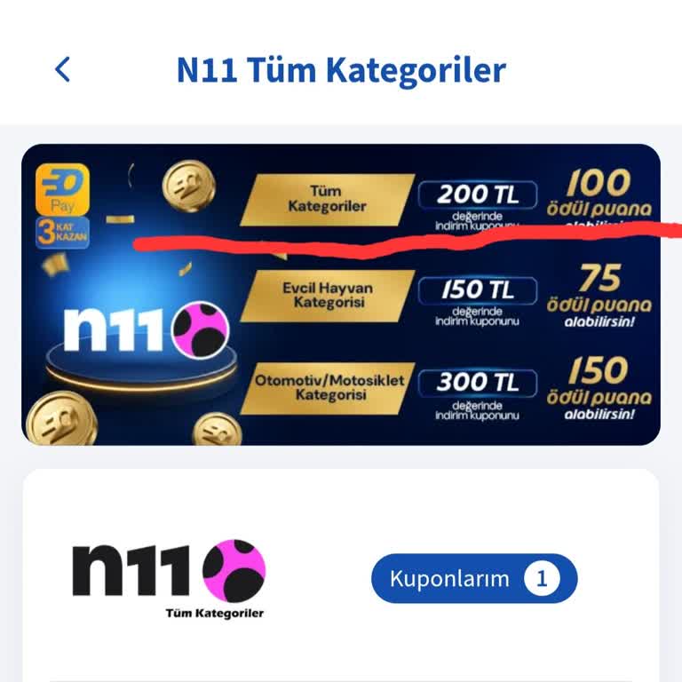 Tüm Kategoride Geçerli 200 TL Kuponum N11’de Görünmüyor