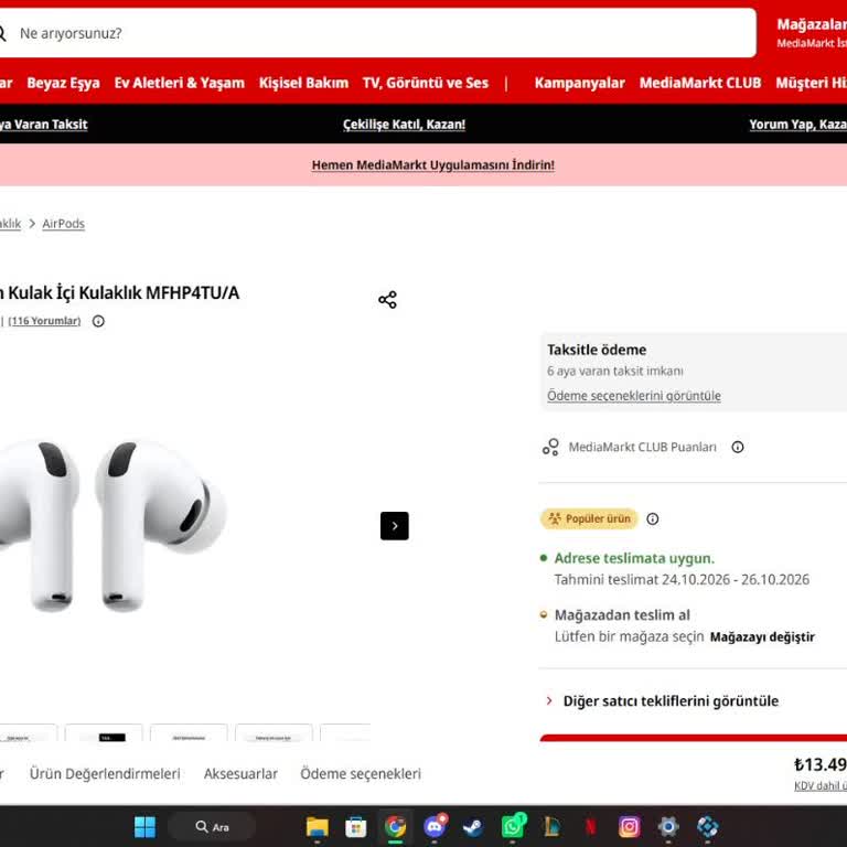 Media Markt'ta Airpods Pro 3 Fiyat Düşüşü Nedeniyle 4.000 TL Farkının İadesi Talebi