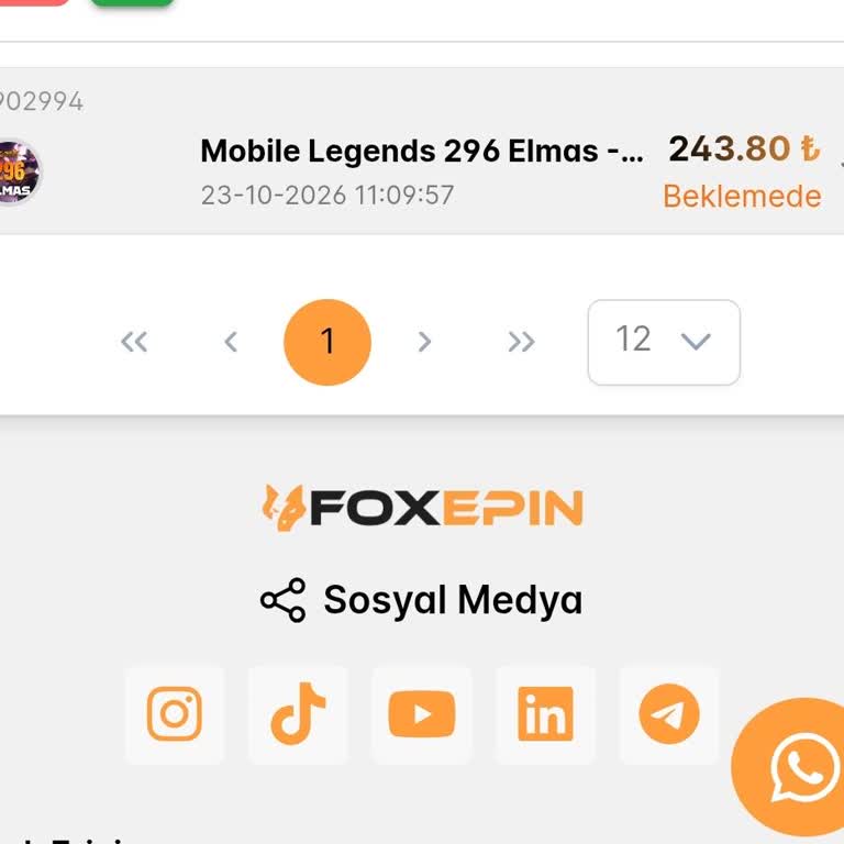 Foxepin Üzerinden Mobile Legends Elmas Siparişi Beklemede, Teslim Edilmedi