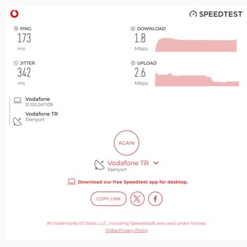 Vodafone Evde İnternet 50 Mbps Paketi İçin Sürekli Kesinti Ve Hız Düşüklüğü Şikayeti