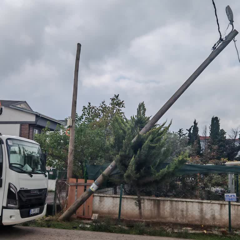 Kamelya Caddesi’ndeki Düşen Elektrik Direği Acil Müdahale Gerekiyor