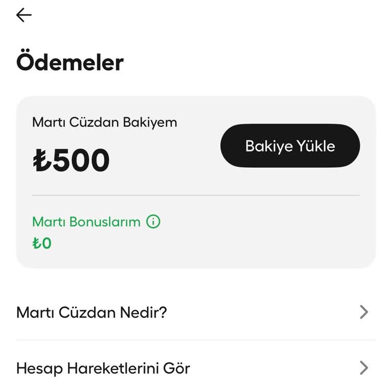 Martı Cüzdanına Yüklenen 500 TL Kullanılamıyor Ve Geri İade Talebi