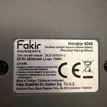 Fakir Inavator 4048 Toz Haznesi Sapı Bir Hafta İçinde Kırıldı, Garanti Kapsamında Değişim İstiyorum