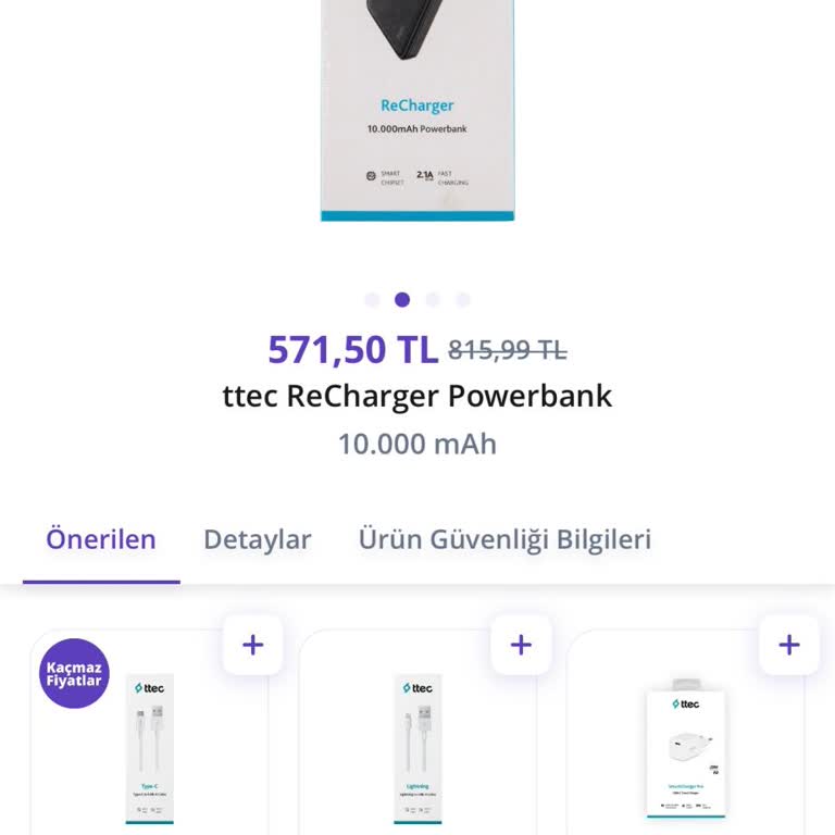 Getir Büyük'ten Ttec Bozuk Powerbank Teslimatı İçin Tam İade Talebi