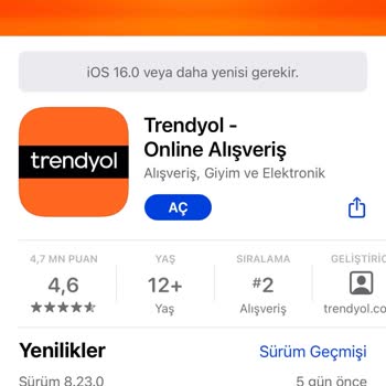 IPhone 7 Plus'ta Trendyol Uygulaması Güncelleme İsteği Sebebiyle Giriş Yapılamıyor
