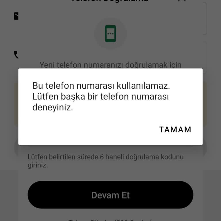 Trendyol GO’da Telefon Numarası Başka Hesaba Bağlı Olduğu İçin Üye Olamıyorum
