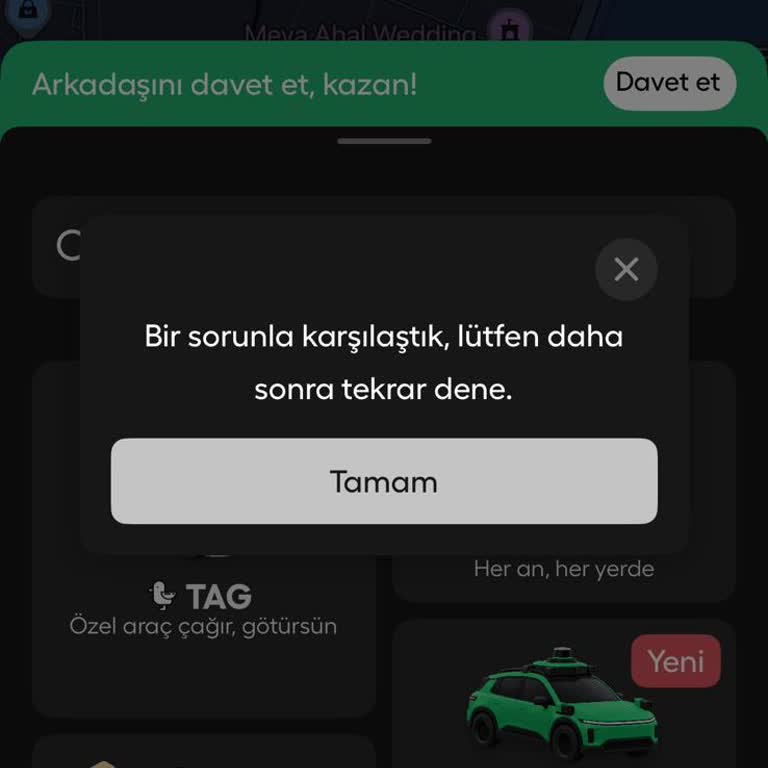 Ankara'da Martı Tag Uygulaması Sürekli Hata Vererek Araç Çağırmayı Engelliyor