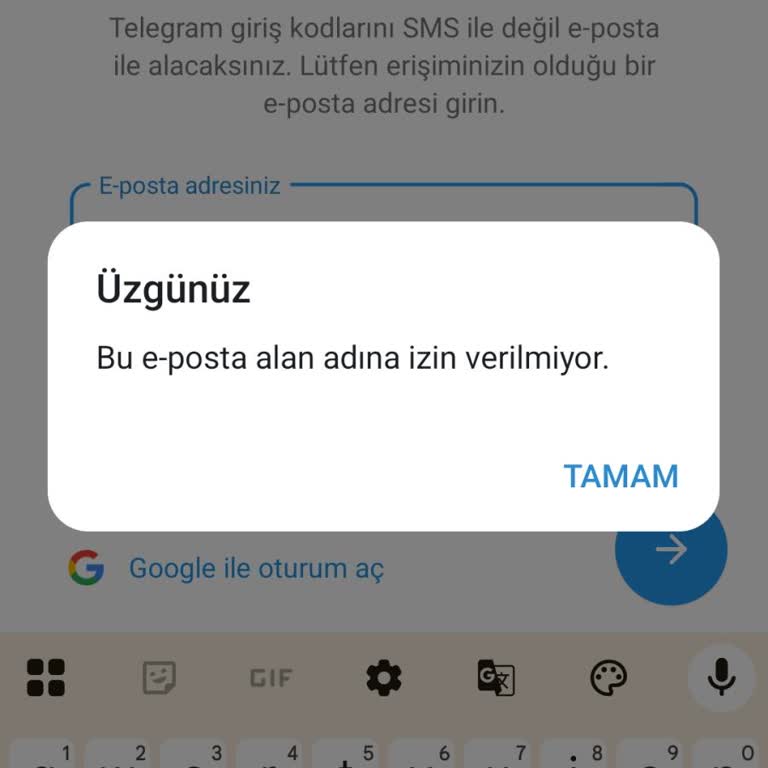 Telegram Hesabına Erişilemiyor, E‑posta Alan Adı İzni Reddi