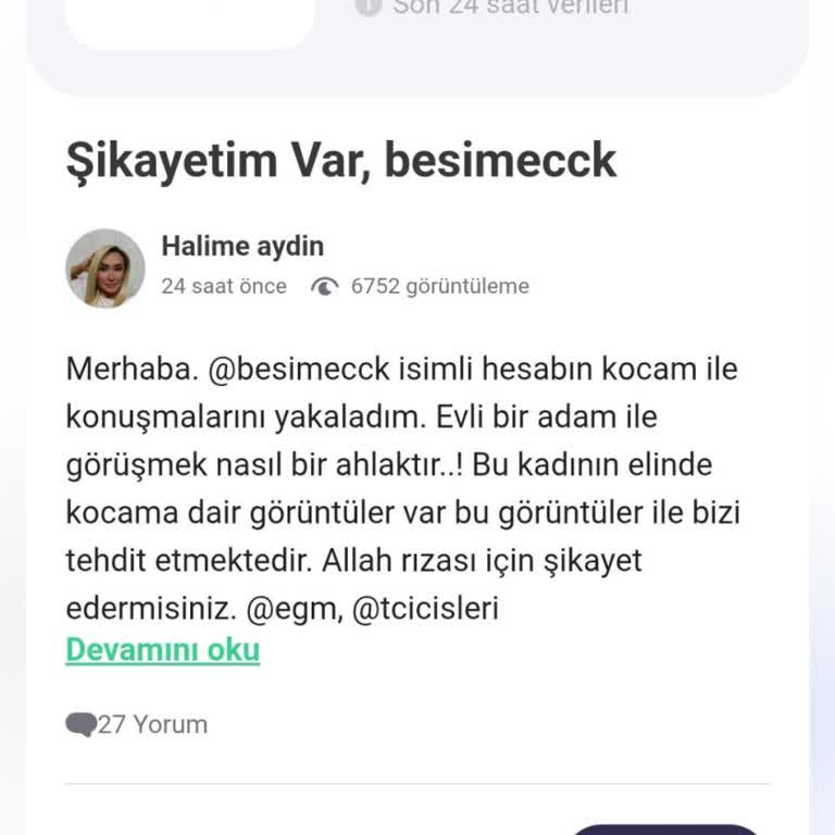 Aynı şekilde aynı mesaj başka kişi tarafından bana da geldi halime aydin diye biri tarafından bu iftirayı kesinlikle kabul etmiyorum hemen kaldırılmasını istiyorum lütfen yardımcı olun aksi takdirde şikayetçi olacağım. Ve şikayeti de bulamıyorum