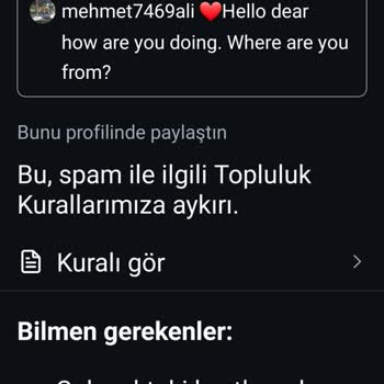 Merhaba nasılsın nerelisin yazdım. Bu topluluk ihlaliymiş şimdi giremiyorum Instagram'a. Söyleyin bana bunun neresi ihlal lütfen bana söyleyin