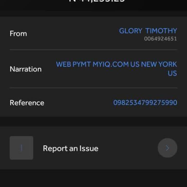 I was debited 44,235 in naria from my bank today without my concept by MYIQ.com, please I want a full refund 
