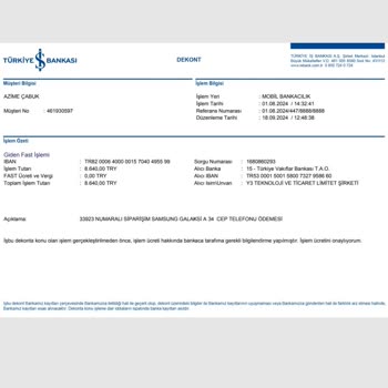 01.08.20024 de geldi market y3 teknoloji ve ticaret limited şirketi isimli bir siteden 8600 TL lik alışveriş yaptım. Daha sonra siteden bu işlemden şüpheli bir satış olduğundan şüphelenerek aynı gün paramın tarafıma iadesini ve yapılan işlemin iptal edilmesi için ilgili siteye müracaat ettim.Bana 3-7 gün içinde iade edilecek dendi. Ancak bugüne kadar para iade işlemi gerçekleşmedi. Bugün tam 65 gün oldu. İlgili satıcıya sorduğumda iade edilecek deniyor ama bana dönüş yapmıyor ve iade işlemini yapmıyorlar. Bu konuda yardımcı olursanız sevinirim.